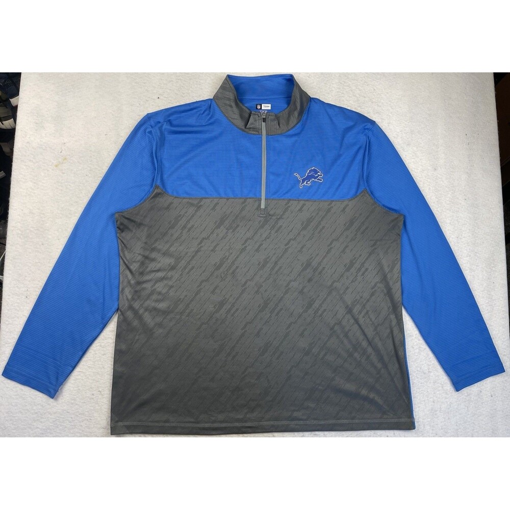 Detroit Lions Men’s 3XLT NFL Team Apparel 1/4 Zip Pullover Performance Shirt
